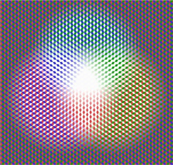 
Rhombus series - underlap in red blue and green