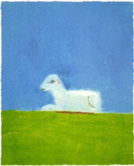 
Lamb in a green field