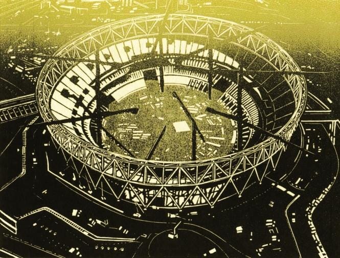 Olympic Stadium with cranes II