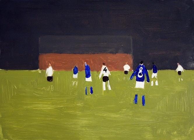 
Blue and white footballers