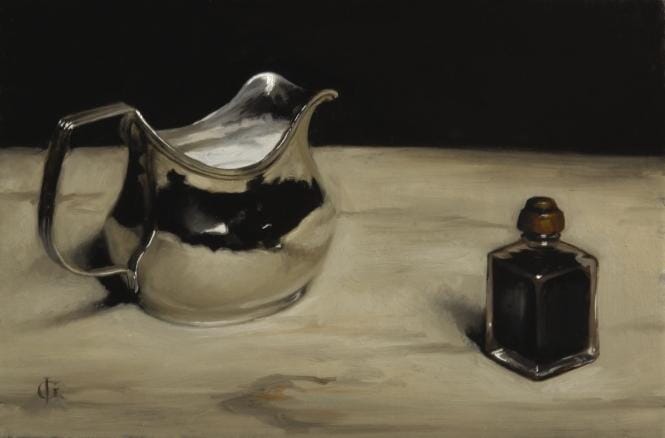 
Silver jug and ink pot