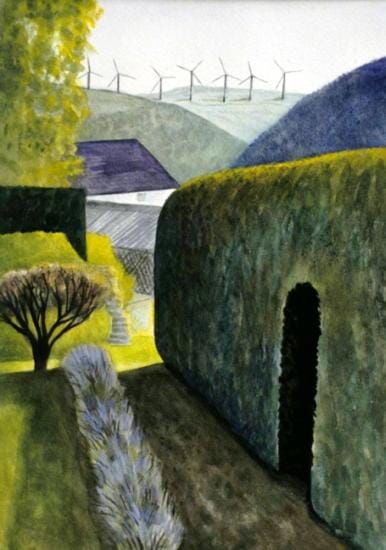 
Hedge and windfarm