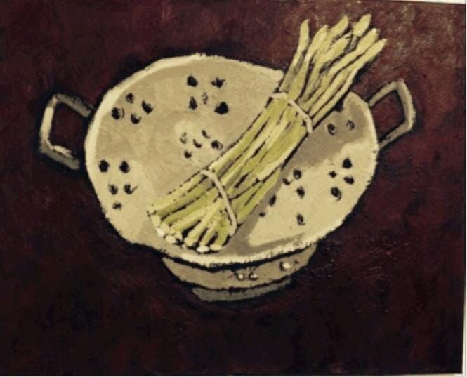 
Asparagus and colander