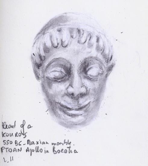 Head of a Kouros - Boeotia 550BC - National Archeological Museum Greece