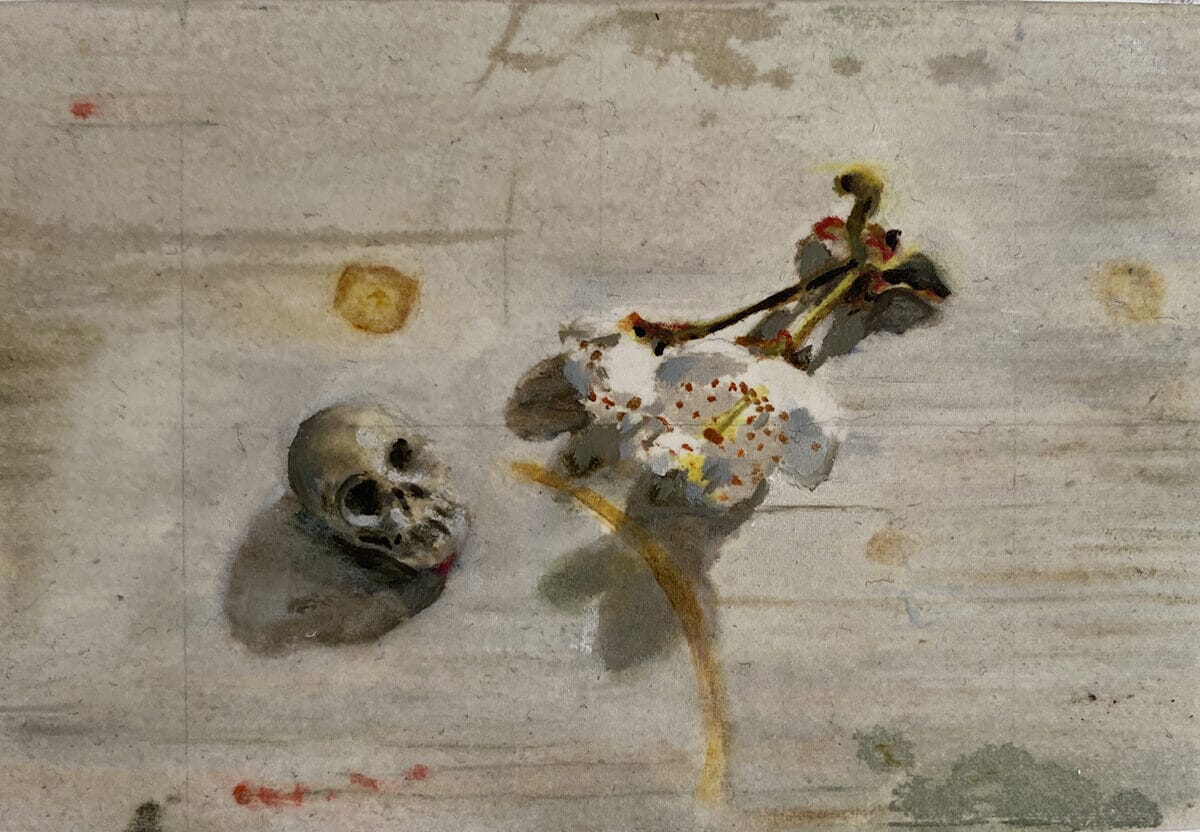  Chewing Gum Skull with Blossom